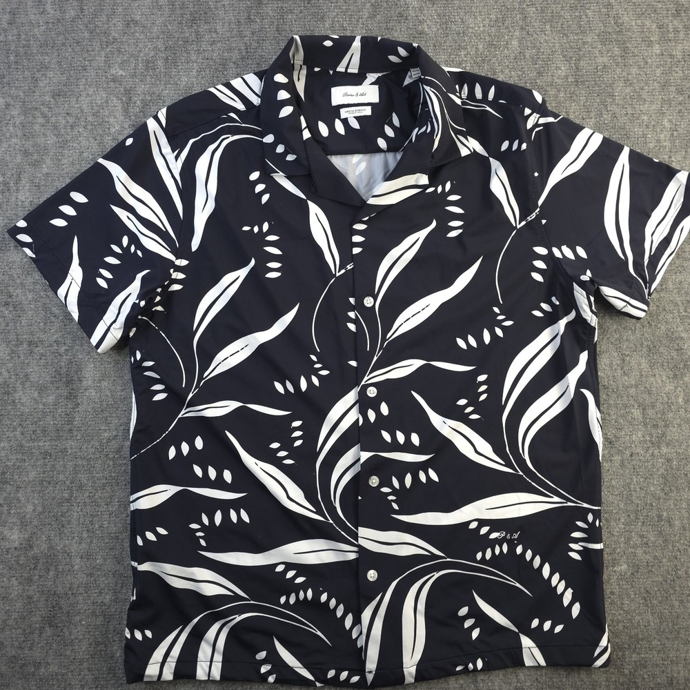 Porter & Ash Kinetic Stretch Shirt Medium Floral Short Sleeve Camp Nylon Stretch
